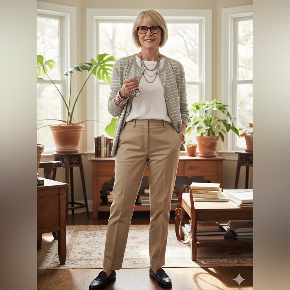 Jones New York Gray/White Striped Cardigan Sweater - Picture 3 of 11